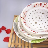 顺祥健康陶瓷餐具 10英寸分隔饺子盘沥油沥水两用碟烧烤盘子包邮
