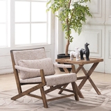 北欧单人沙发椅简约阳台休闲椅创意现代单椅客厅实木布艺卧室椅