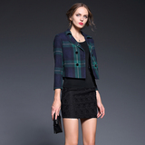 2015秋冬女装新品 品牌高档西装领修身长袖羊绒短款外套