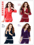 韩版时尚女士春秋季天鹅绒金丝薄款卫衣夏天休闲运动两件套装潮流