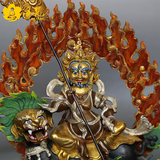 丹梵 尼泊尔精品佛像 紫铜鎏金财宝天王 彩绘全手工高档护法佛像