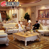 欧式沙发实木雕花欧式真皮沙发进口头层牛皮客厅家具组合123沙发