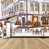 欧式城市手绘大型壁画 餐厅客厅电视背景墙纸 3D立体个性街景壁纸