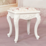 韩式田园海绵白色凳简约现代欧式实木梳妆凳坐凳卧室化妆凳凳子