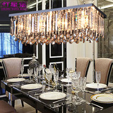 长方形餐厅吊灯led水晶个性餐吊灯 现代简约客厅灯创意卧室灯具