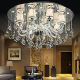客厅水晶灯吸顶灯卧室温馨现代简约欧式LED圆形大气不锈钢灯具