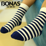 宝娜斯5双装秋冬新品儿童短袜 纯棉加厚保暖男童袜子4-12岁中筒袜