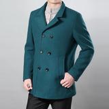 剪标品牌折扣男式羊毛呢子大衣秋冬厚款双排扣修身韩版外套