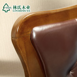 林氏木业现代中式床真皮靠背1.8米双人床软靠大床婚床家具9803