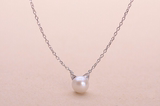 韩版S925纯银铂金项链创意个性圆珠小猫珍珠银项链女短款锁骨链