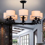 新中式复古吊灯 黑色后现代客厅餐厅卧室吸吊两用灯具 欧式新古典