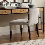 TALMD图迈 新中式实木梳妆椅高档布艺单人沙发椅简约卧室休闲椅