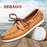 SEBAGO英伦时尚男式帆船鞋 真皮系带磨砂皮情侣鞋 平底鞋板鞋男鞋