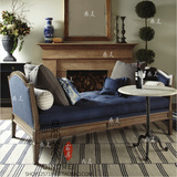 美式复古客厅贵妃沙发无靠背双人椅 地中海欧式家具 法式侧卧躺椅