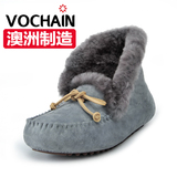 Vochain冬季新款高帮豆豆鞋女羊皮毛一体平底厚底加绒雪地靴棉鞋