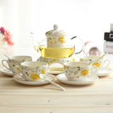 田园陶瓷玻璃花茶壶加热茶具耐热下午茶茶具泡茶壶茶杯水果茶具