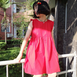 夏季女装日系软妹小清新复古红色无袖连衣裙韩版宽松娃娃短裙学生
