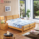 柏木全实木床1.8米1.5 储物高箱双人床 现代中式原木卧室家具婚床