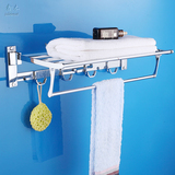 毛巾架 浴室置物架 2层 卫生间双层折叠浴巾架带钩 不锈钢浴巾架