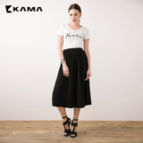 卡玛KAMA 2016夏季新款连衣裙女假两件中长裙针织裙子 7216158