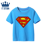 儿童男童装短袖男宝宝打底衫超人超级英雄t恤男小童纯棉印花上衣