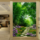 花园竹林风景3D立体玄关客厅过道背景墙纸无缝整张背胶壁纸