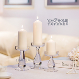 特价 欧式水晶质感高脚透明玻璃烛台 浪漫高档婚庆礼品装饰摆件