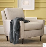 北欧宜家沙发简欧样板房客厅书房棉麻绒布艺脚凳 单人沙发椅定制
