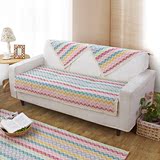 居家布艺 环保 透气棉线编织沙发坐垫布艺坐垫 彩色波浪条纹