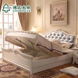 林氏木业欧式床田园双人床高箱板式床储物1.8大床法式床家具KA162