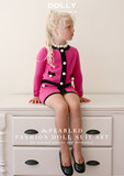 法国代购高级童装DOLLY 女童富士红羊绒羊毛开衫+裙子+项链套装