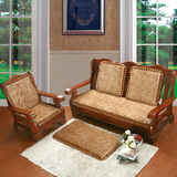 加厚冬季实木质沙发垫毛绒防滑长椅垫木头红木组合海绵坐垫可订做