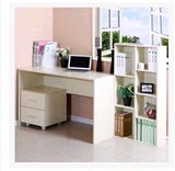 电脑桌台式家用书桌书柜书架组合特价简约实木现代电脑桌学生书柜