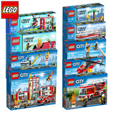正品LEGO/乐高积木儿童拼装玩具城市火警救援系列消防车辆直升机