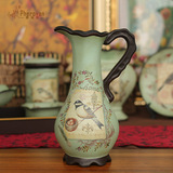 费洛梵 经典美式田园花鸟奶壶花瓶摆件 德琳丝家居客陶瓷装饰品