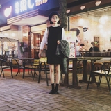 加厚背心连衣裙2015冬季韩版小立领后背镂空无袖背心裙R29
