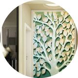 客厅进门玄关浮雕发财树壁纸隔断过道壁画3D无纺布墙纸背景墙竖版