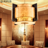 中式古典吊灯手工羊皮灯饰创意木艺刺绣客厅餐厅饭厅灯具2072
