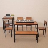 美式乡村 LOFT风格全实木大长餐桌椅 长凳铁艺做旧休闲桌椅电脑桌