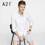 A21衬衫男长袖修身青年打底休闲白衬衣男士纯棉纯色男装秋季新款