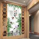大型壁画3D立体水中竹子竹报平安是福玄关走廊过道背景墙墙纸壁纸