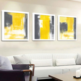 黄与灰 抽象艺术画 现代简约客厅沙发画三联装饰画玄关画餐厅画