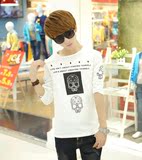 2015春夏季长袖T恤韩版个性休闲春衣男修身林弯弯青年学生上衣服