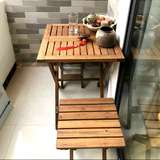 实木质折叠二人组合餐桌椅子原木户外室内阳台下午茶餐桌日式