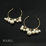 【WAWO】欧美外贸原单大牌正品饰品 精美质感珍珠吊坠 圈圈耳环