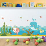 创意卡通儿童房装饰走廊踢脚线墙角贴画海洋世界自粘卧室客厅贴纸