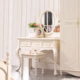 欧式梳妆台卧室 实木1.2米化妆台法式梳妆桌田园 烤漆白色化妆桌
