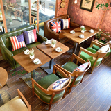 北欧现代咖啡厅实木围椅 奶茶店甜品店沙发卡座组合 休闲餐厅桌椅