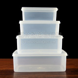 长方形塑料保鲜盒批发透明食品盒奶茶店冰箱冷藏盒储物盒收纳盒