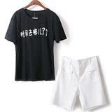 2016春夏新款短袖t恤女太空棉阔腿裤休闲两件套装9105